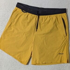 Brady Brand Shorts Men L Yellow 34/7 Nylon Stretch Training Athletic Gym Running